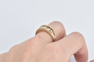 14K 0.45 Ctw Natural Diamond Deep Channel Band Ring Yellow Gold