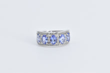 Load image into Gallery viewer, 14K Oval Tanzanite Natural Diamond Statement Band Ring White Gold