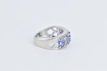 Load image into Gallery viewer, 14K Oval Tanzanite Natural Diamond Statement Band Ring White Gold