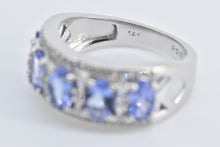 Load image into Gallery viewer, 14K Oval Tanzanite Natural Diamond Statement Band Ring White Gold