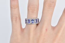 Load image into Gallery viewer, 14K Oval Tanzanite Natural Diamond Statement Band Ring White Gold