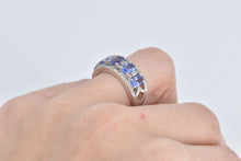 Load image into Gallery viewer, 14K Oval Tanzanite Natural Diamond Statement Band Ring White Gold