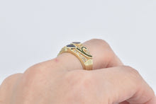 Load image into Gallery viewer, 14K Pear Natural Ruby Sapphire Diamond Enamel Ring Yellow Gold