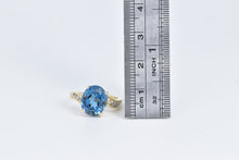 Load image into Gallery viewer, 14K Oval Blue Topaz Diamond Bypass Cocktail Ring Yellow Gold