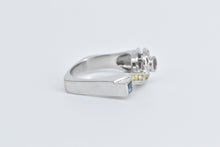 Load image into Gallery viewer, 14K Aquamarine Tourmaline Diamond Question Mark Ring White Gold