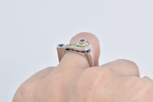 Load image into Gallery viewer, 14K Aquamarine Tourmaline Diamond Question Mark Ring White Gold