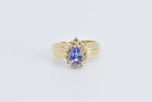 Load image into Gallery viewer, 14K Pear Tanzanite Diamond Halo Statement Ring Yellow Gold