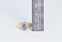 Load image into Gallery viewer, 14K Pear Tanzanite Diamond Halo Statement Ring Yellow Gold