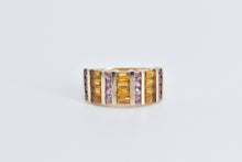 Load image into Gallery viewer, 14K Pink Topaz Baguette Citrine Statement Band Ring Yellow Gold