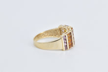 Load image into Gallery viewer, 14K Pink Topaz Baguette Citrine Statement Band Ring Yellow Gold