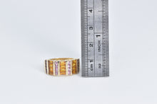 Load image into Gallery viewer, 14K Pink Topaz Baguette Citrine Statement Band Ring Yellow Gold