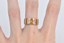 Load image into Gallery viewer, 14K Pink Topaz Baguette Citrine Statement Band Ring Yellow Gold