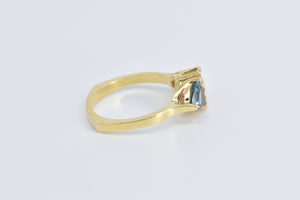 14K Trillion Syn Pink Blue Sapphire CZ Statement Ring Yellow Gold