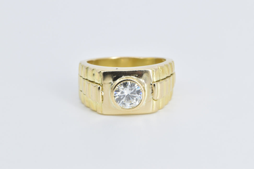 14K 1.50 Ct Moissanite Men's Ornate Watch Ring Yellow Gold