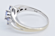 Load image into Gallery viewer, 14K Three Stone Tanzanite Diamond Vintage Bypass Ring White Gold