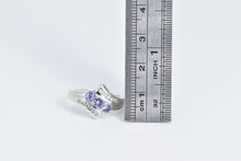 Load image into Gallery viewer, 14K Three Stone Tanzanite Diamond Vintage Bypass Ring White Gold