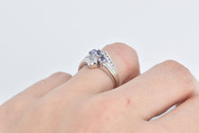 Load image into Gallery viewer, 14K Three Stone Tanzanite Diamond Vintage Bypass Ring White Gold