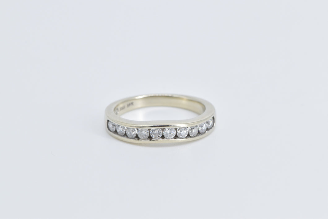 14K 0.60 Ctw Natural Diamond Curved Wedding Band Ring White Gold
