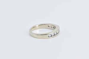 14K 0.60 Ctw Natural Diamond Curved Wedding Band Ring White Gold