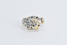 Load image into Gallery viewer, 14K Pave Sapphire Diamond Ruby Leopard Jaguar Ring Yellow Gold