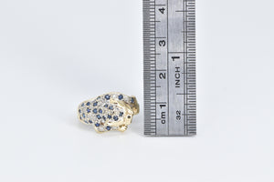 14K Pave Sapphire Diamond Ruby Leopard Jaguar Ring Yellow Gold