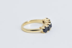 14K Natural Sapphire Vintage Five Stone Band Ring Yellow Gold