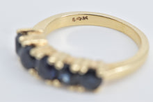 Load image into Gallery viewer, 14K Natural Sapphire Vintage Five Stone Band Ring Yellow Gold