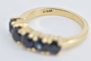 14K Natural Sapphire Vintage Five Stone Band Ring Yellow Gold