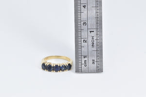 14K Natural Sapphire Vintage Five Stone Band Ring Yellow Gold