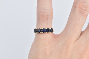 14K Natural Sapphire Vintage Five Stone Band Ring Yellow Gold