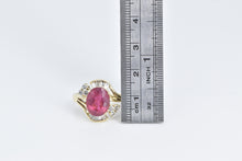 Load image into Gallery viewer, 14K Pink Tourmaline Baguette Diamond Statement Ring Yellow Gold
