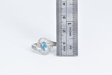 Load image into Gallery viewer, 14K Oval Blue Topaz Diamond Filigree Statement Ring White Gold