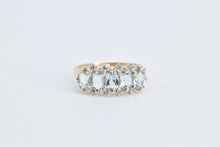 Load image into Gallery viewer, 14K Aquamarine Five Stone Diamond Accent Band Ring Yellow Gold