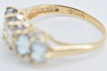 Load image into Gallery viewer, 14K Aquamarine Five Stone Diamond Accent Band Ring Yellow Gold