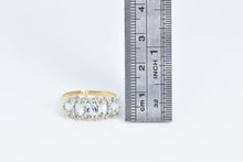 Load image into Gallery viewer, 14K Aquamarine Five Stone Diamond Accent Band Ring Yellow Gold