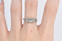 Load image into Gallery viewer, 14K Aquamarine Five Stone Diamond Accent Band Ring Yellow Gold