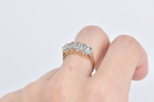 Load image into Gallery viewer, 14K Aquamarine Five Stone Diamond Accent Band Ring Yellow Gold