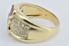 Load image into Gallery viewer, 14K Pear Sapphire Ruby Pave Diamond Band Ring Yellow Gold