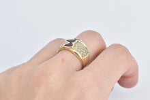 Load image into Gallery viewer, 14K Pear Sapphire Ruby Pave Diamond Band Ring Yellow Gold