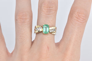 14K 2.35 Ctw Natural Emerald Baguette Diamond Ring Yellow Gold