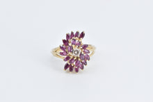 Load image into Gallery viewer, 14K Diamond Marquise Natural Ruby Spiral Cluster Ring Yellow Gold