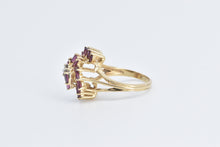 Load image into Gallery viewer, 14K Diamond Marquise Natural Ruby Spiral Cluster Ring Yellow Gold