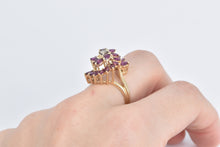 Load image into Gallery viewer, 14K Diamond Marquise Natural Ruby Spiral Cluster Ring Yellow Gold