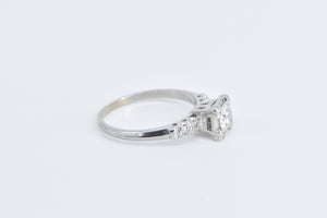 Platinum 1940's 0.76 Ctw Natural Diamond Engagement Ring