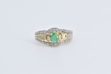 Load image into Gallery viewer, 14K Oval Natural Emerald Diamond Engagement Ring Yellow Gold