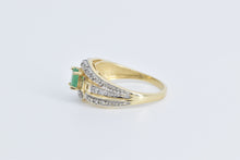 Load image into Gallery viewer, 14K Oval Natural Emerald Diamond Engagement Ring Yellow Gold