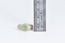 Load image into Gallery viewer, 14K Oval Natural Emerald Diamond Engagement Ring Yellow Gold