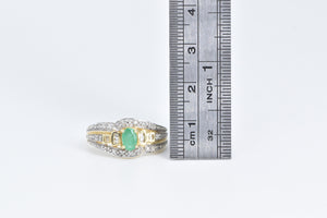 14K Oval Natural Emerald Diamond Engagement Ring Yellow Gold