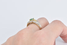 Load image into Gallery viewer, 14K Oval Natural Emerald Diamond Engagement Ring Yellow Gold