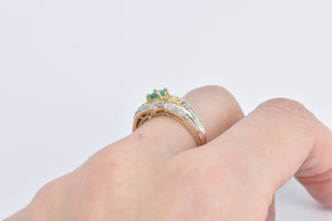 14K Oval Natural Emerald Diamond Engagement Ring Yellow Gold